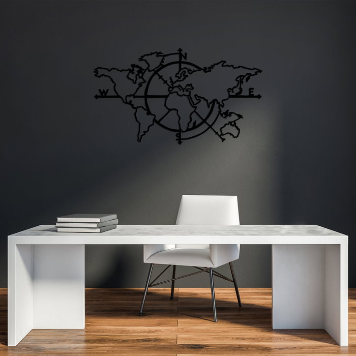 Wallity World Map 8 Escultura de Pared de Metal Negra Wallity World Map 8 Escultura de Pared de Metal Negra